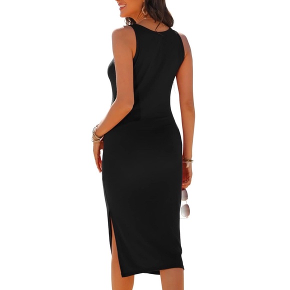 Women's Midi Dresses Casual Sleeveless Ribbed Tank Dress Size Medium - Picture 2 of 5